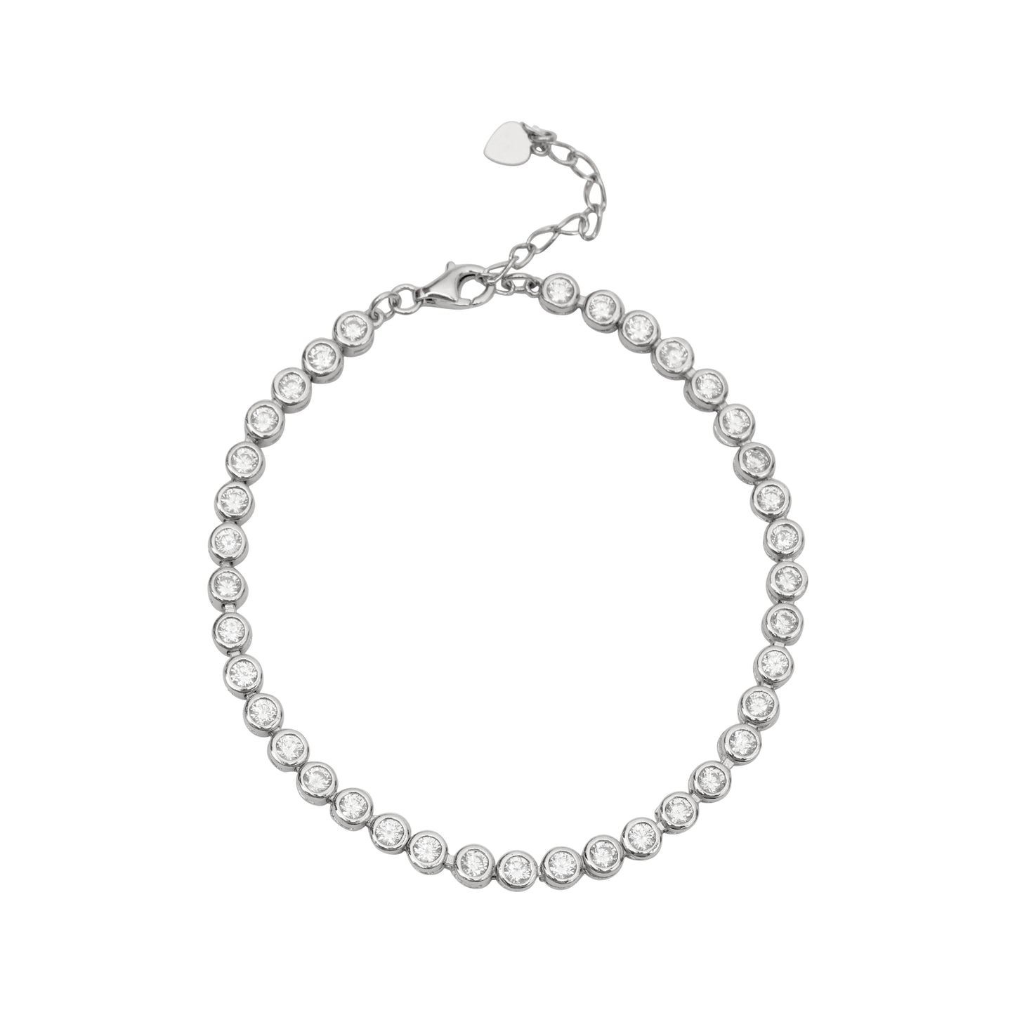 925 Sterling Silver Round Cubic Zirconia Tennis Bracelet for Women | Adjustable Chain | Classic Minimal Jewelry
