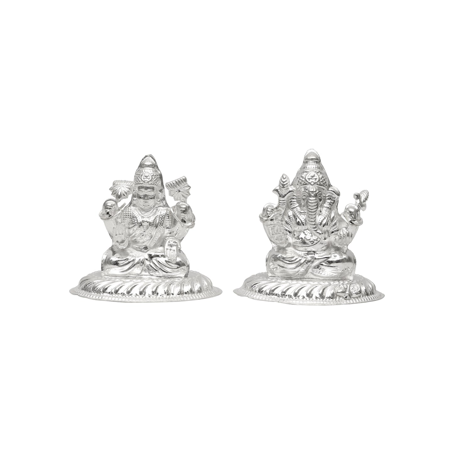 Pure Silver Lakshmi Ganesh Idol Set | 925 Hallmarked Laxmi Ganesha Murti for Puja, Diwali Gift, Home Temple Décor