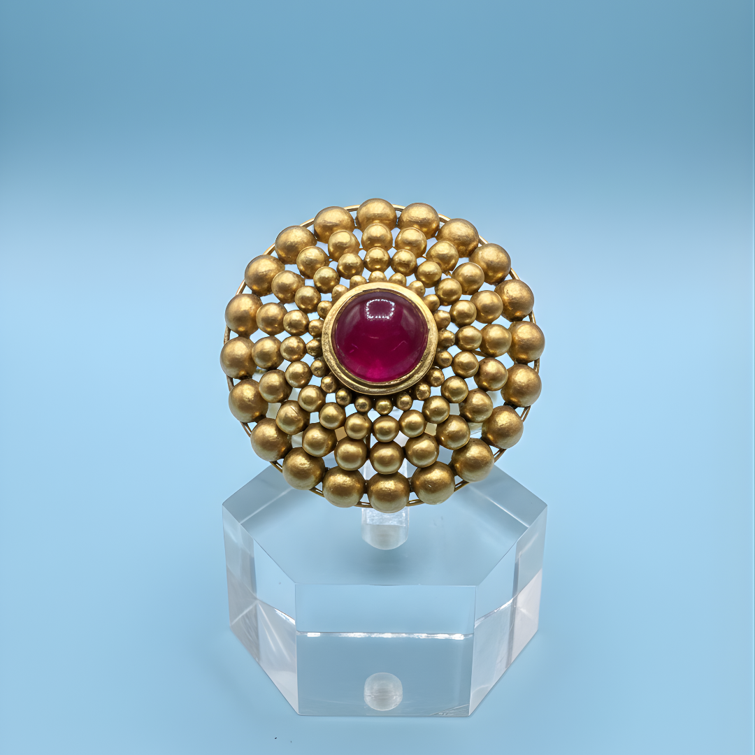 Gold Handcrafted Layered Bloom Statement Ring