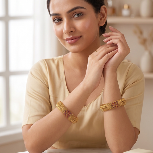 Antique Gold Twisted Rope Kada Bangles