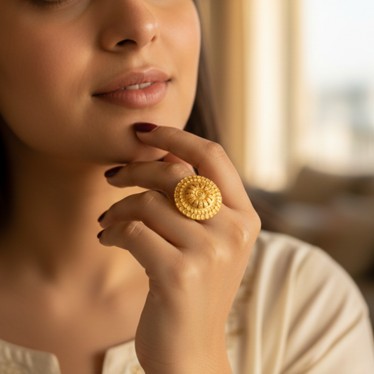 Mandala Sunburst Cocktail Ring
