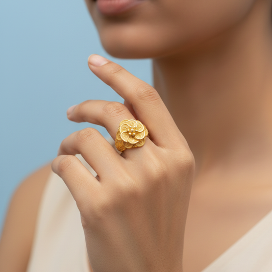 Floral Filigree Statement Ring