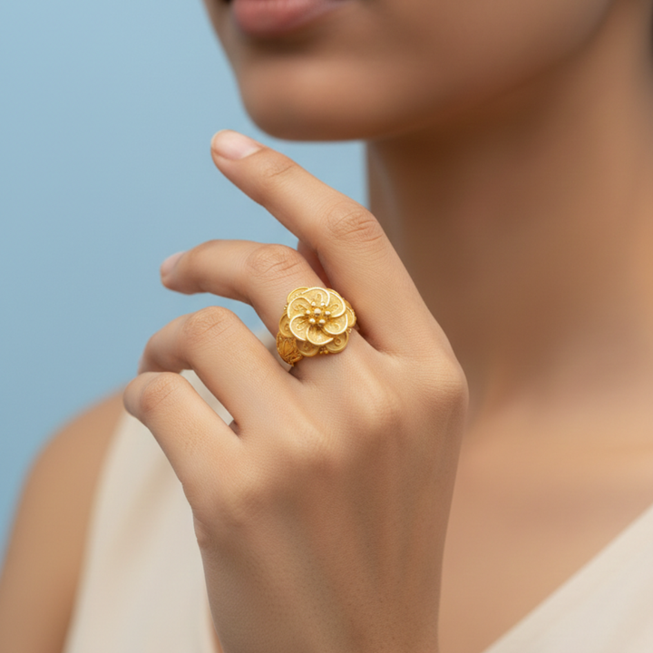 Floral Filigree Statement Ring
