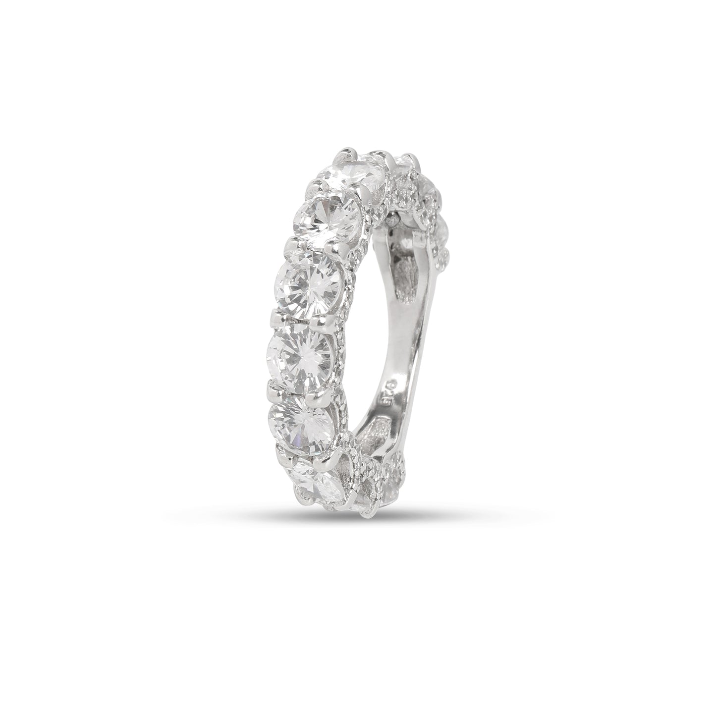 Sterling Silver Eternity Ring with Round Brilliant Cut Cubic Zirconi