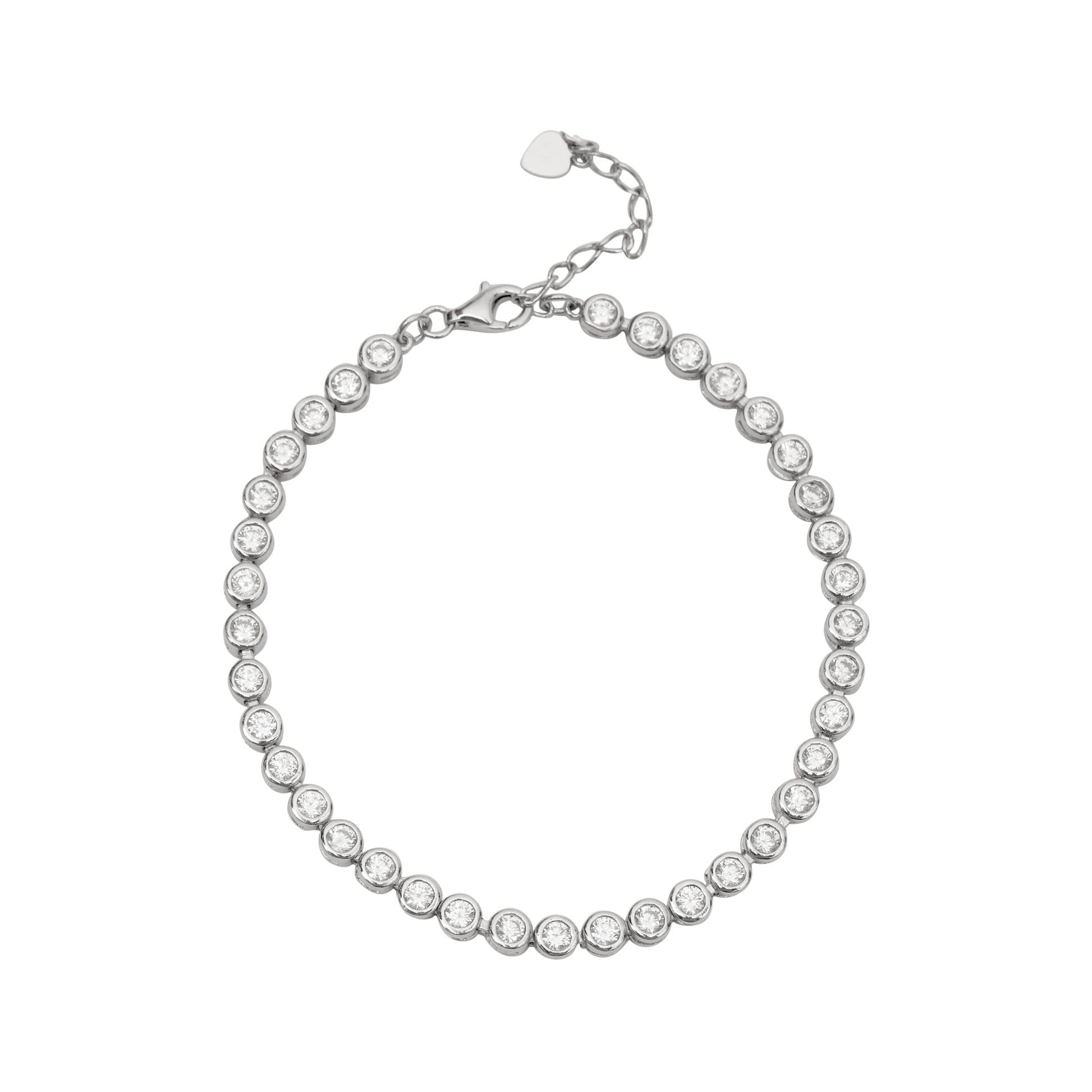 925 Sterling Silver Round Cubic Zirconia Tennis Bracelet for Women | Adjustable Chain | Classic Minimal Jewelry