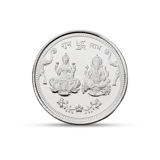 10g Fine Silver 999 Lakshmi Ganesh Coin | Pure Silver Religious Coin | Shubh Labh Design for Diwali पूजा & Gifting I Gift for Mother
