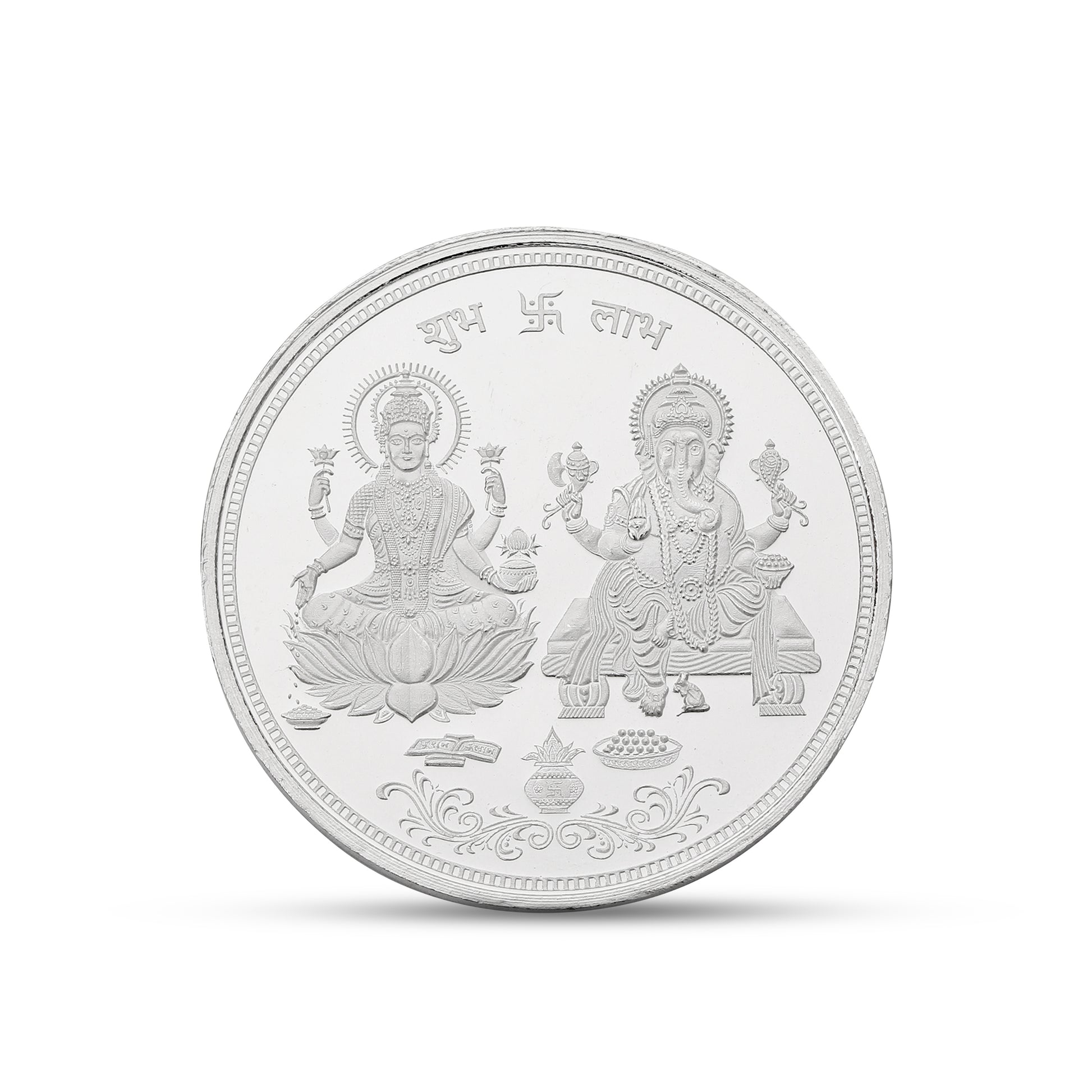 20g Fine Silver 999 Lakshmi Ganesh Coin | Shubh Labh Engraved Pure Silver Coin | Diwali Pooja & Gifting