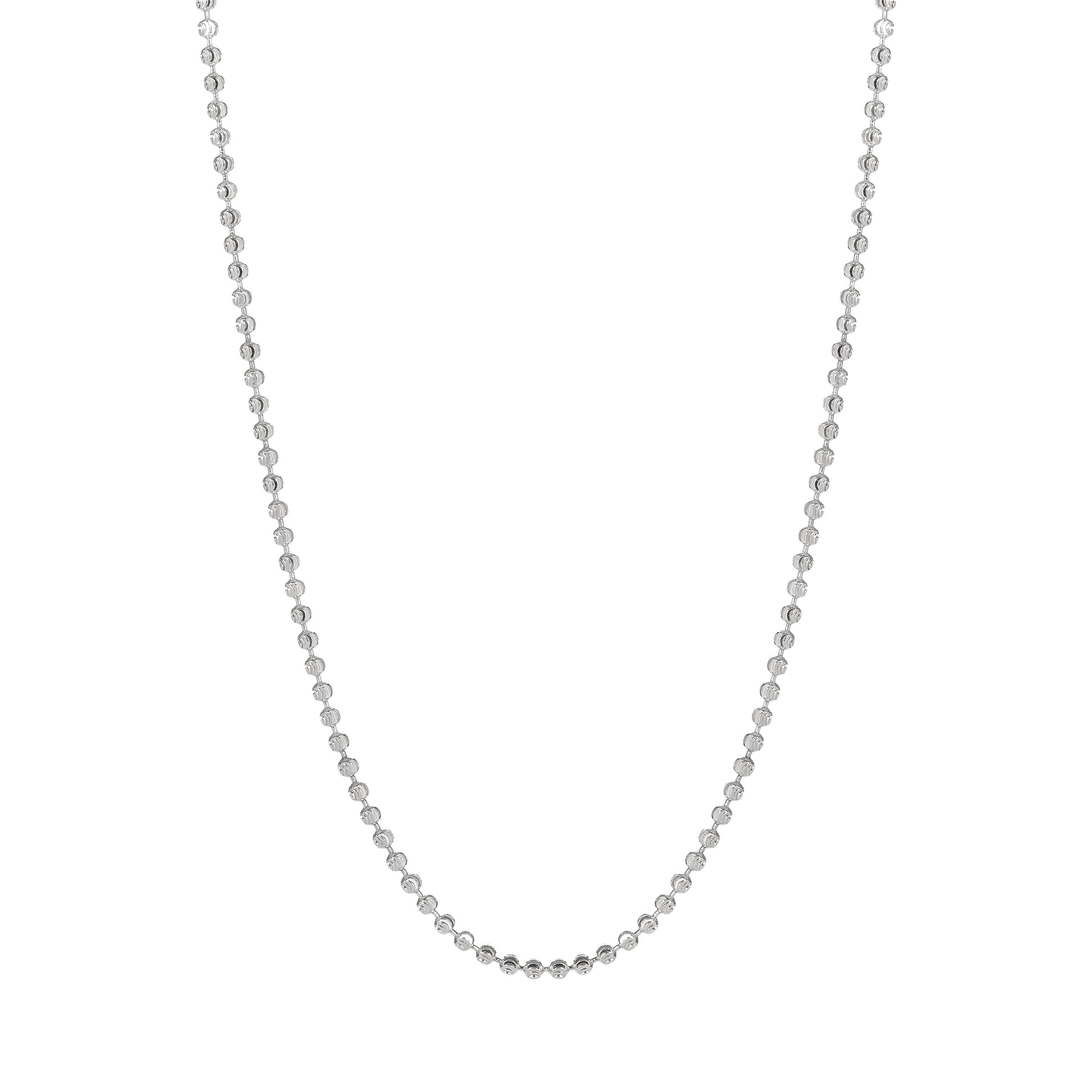 Sterling Silver Beaded Chain Necklace for Women & Men | Minimalist Lightweight Chain | Everyday Jewelry