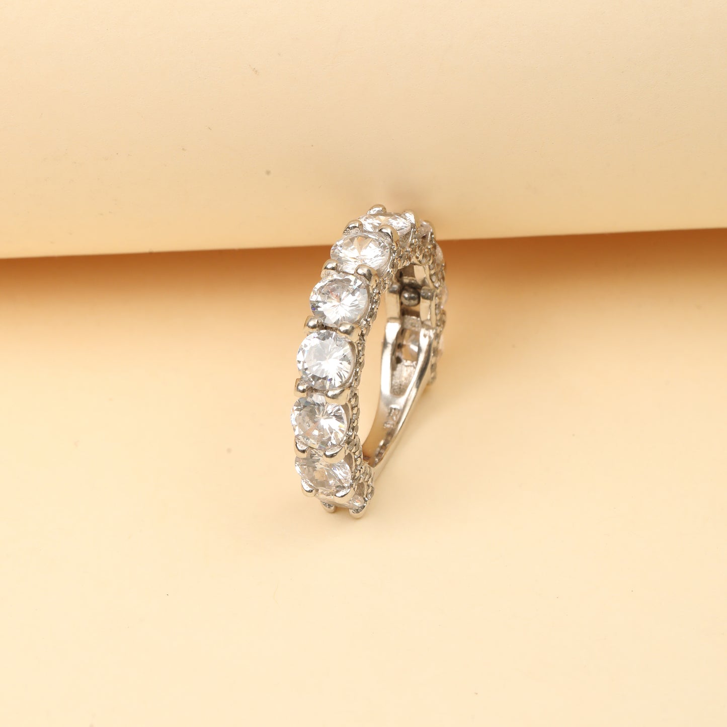 Sterling Silver Eternity Ring with Round Brilliant Cut Cubic Zirconi