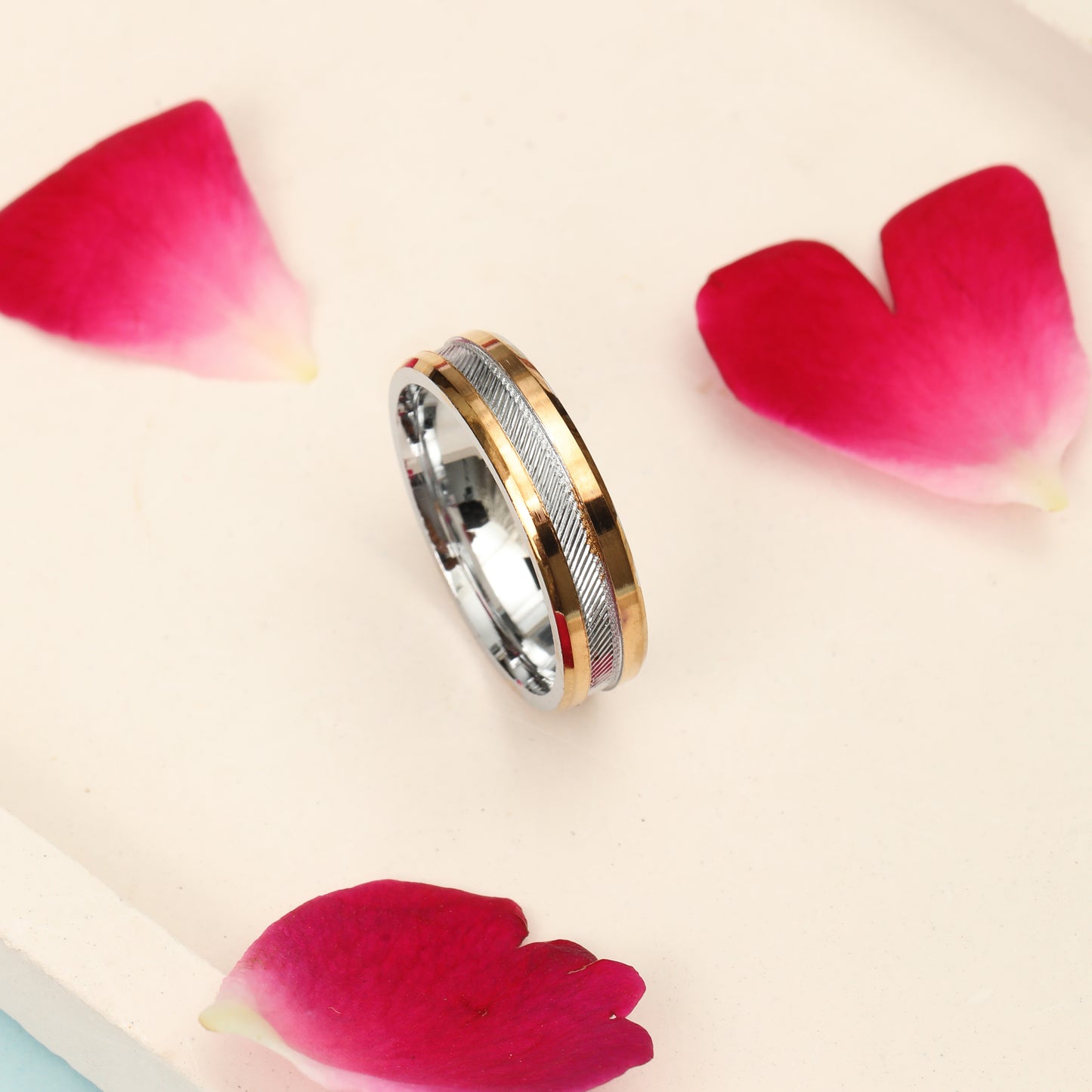 925 Sterling Silver Two-Tone Band Ring for Men & Women