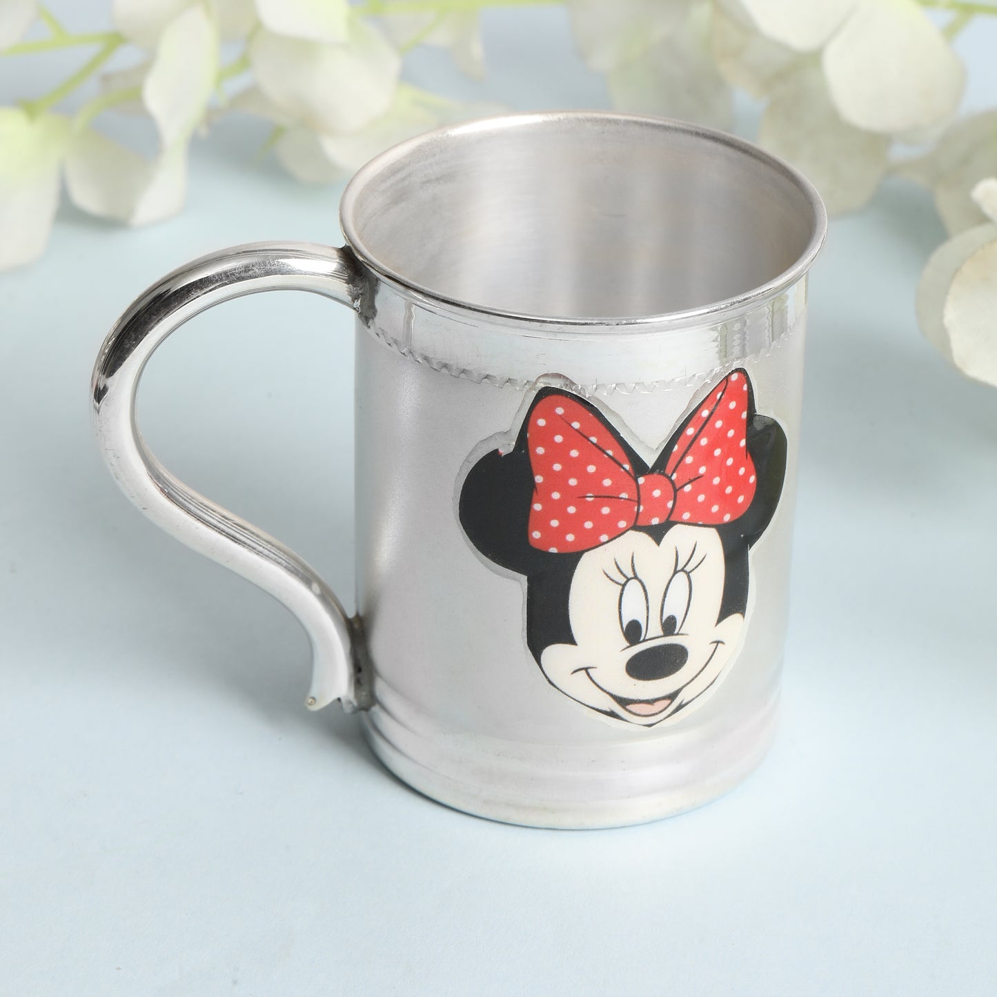 Pure Silver Kids Mug with Cartoon Design & Handle | Baby Silver Drinking Cup for Daily Use & Gifting