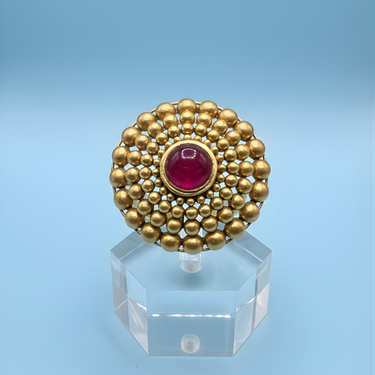 Gold Handcrafted Layered Bloom Statement Ring