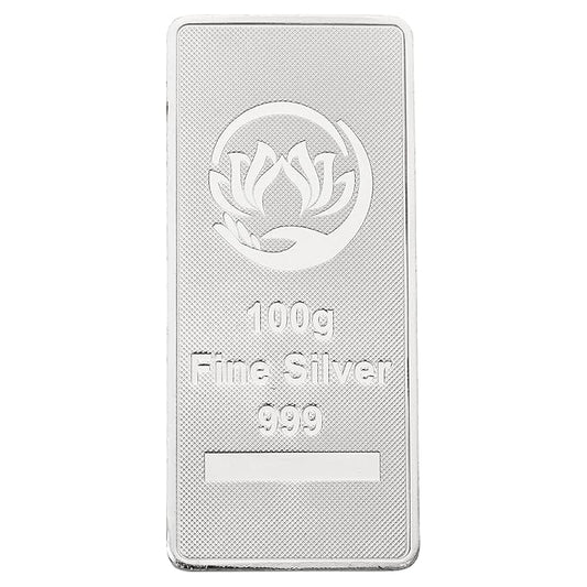 100g Fine Silver Bar 999 Purity | Pure Silver Biscuit | Investment Grade Silver Bullion