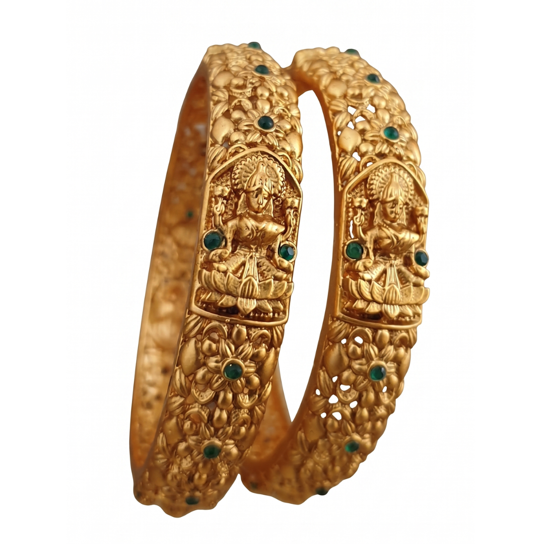 Antique Gold Lakshmi Temple Kada Bangles