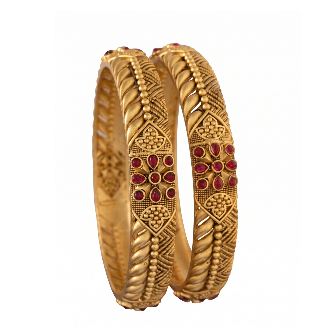 Antique Gold Twisted Rope Kada Bangles