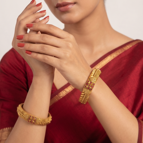 Antique Gold Twisted Rope Kada Bangles