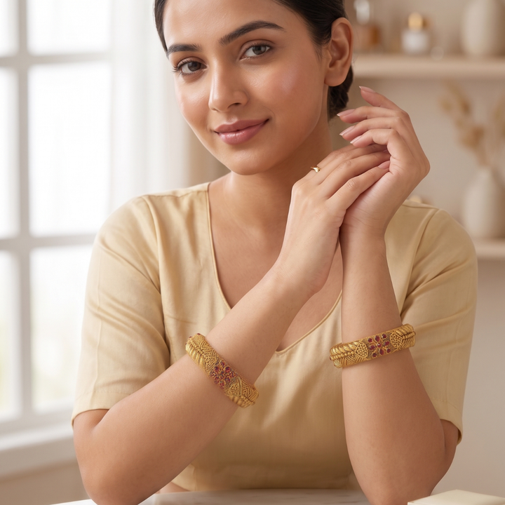 Antique Gold Twisted Rope Kada Bangles