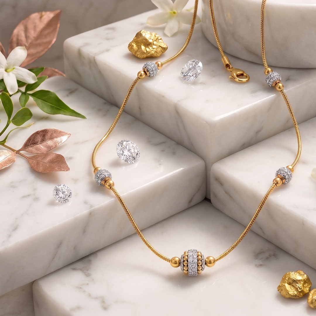 Beaded Gold Serpentine Chain