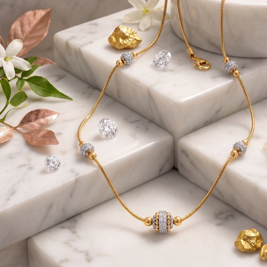 Beaded Gold Serpentine Chain