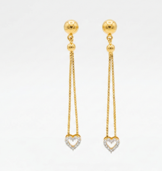 Box-Chain Heart Drop Earrings