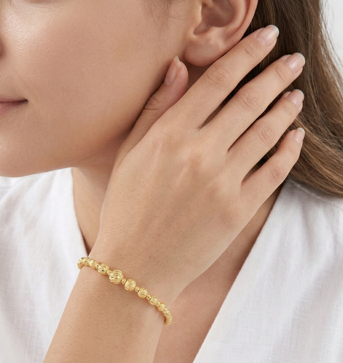 CNC-Cut Gold Spheres Bracelet