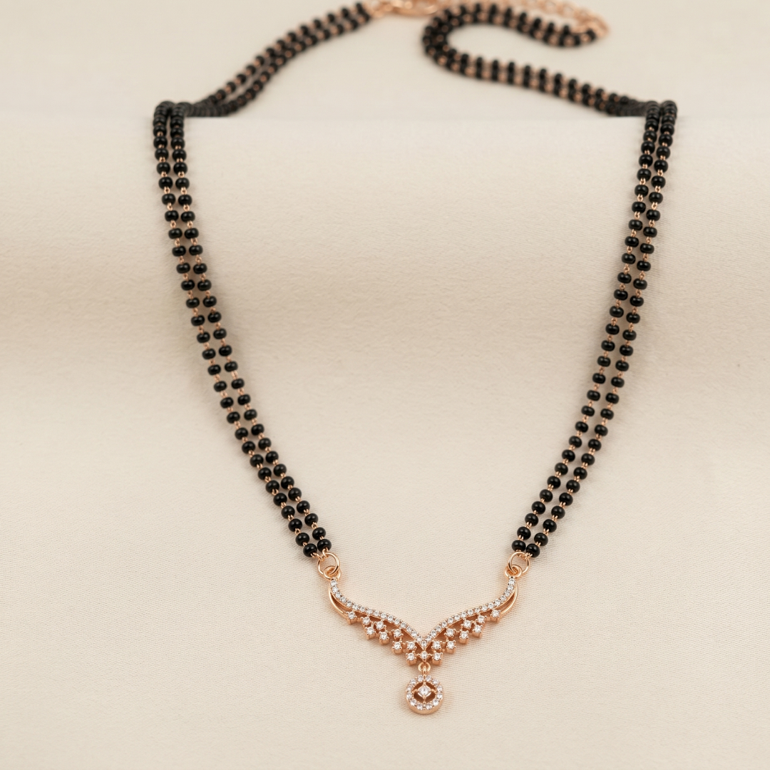 Contemporary V-Shape Rose Gold Mangalsutra - View 2