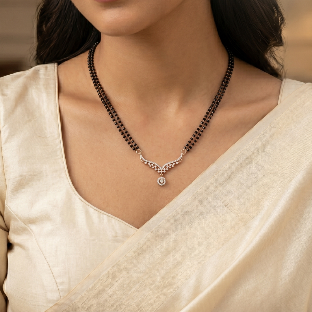 Contemporary V-Shape Rose Gold Mangalsutra - View 3