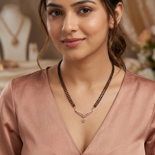 Contemporary V-Shape Rose Gold Mangalsutra - View 4