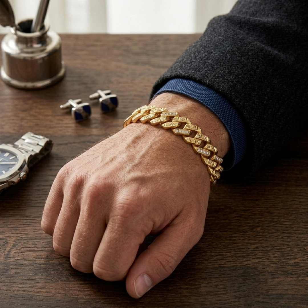 Diamond-Accented Cuban Link Bracelet
