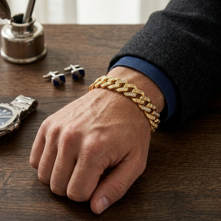 Diamond-Accented Cuban Link Bracelet