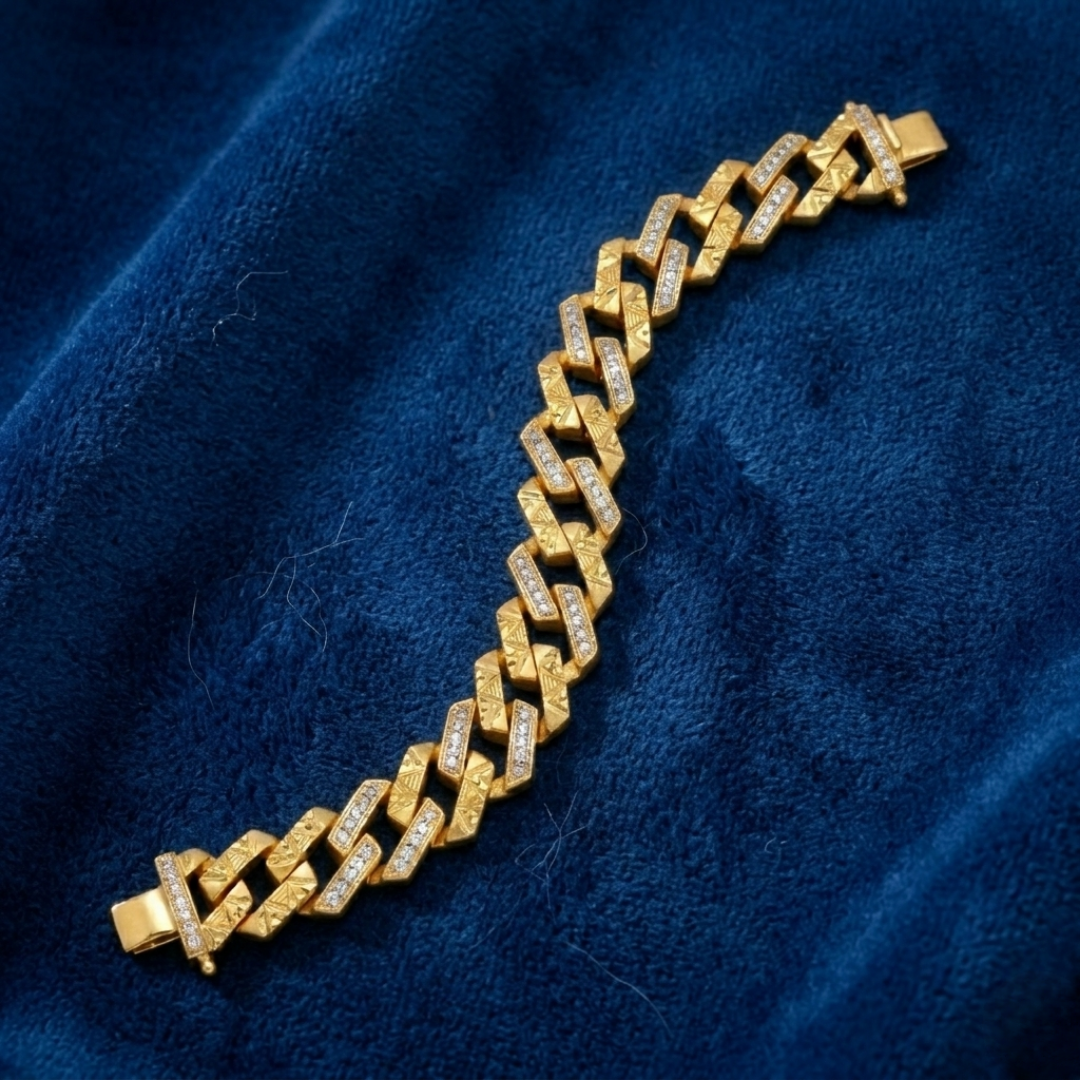 Diamond-Accented Cuban Link Bracelet