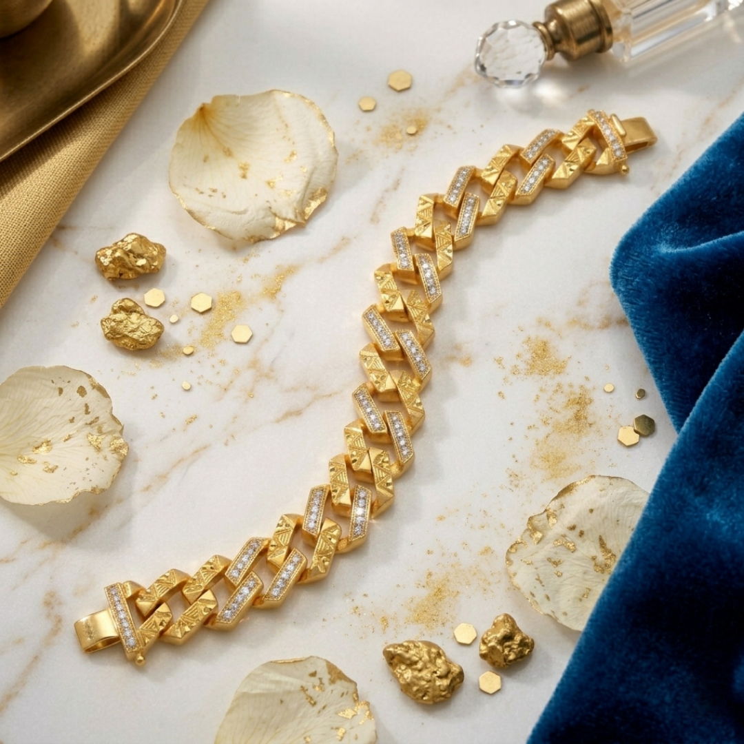 Diamond-Accented Cuban Link Bracelet