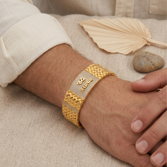 Diamond-Studded Gold Bracelet