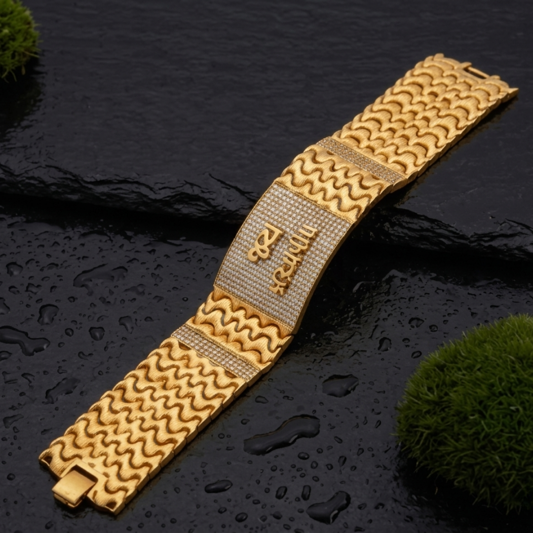 Diamond-Studded Gold Bracelet