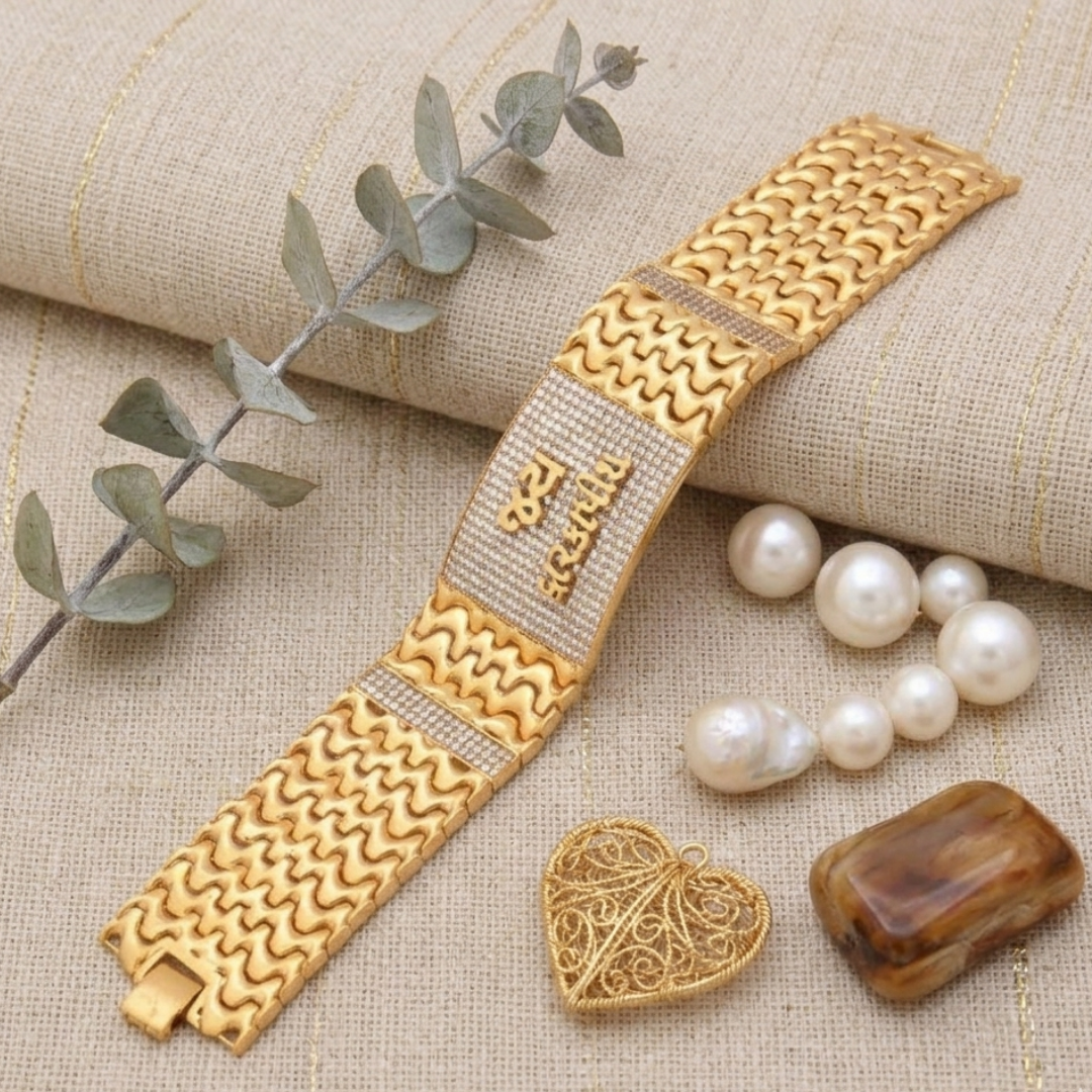 Diamond-Studded Gold Bracelet