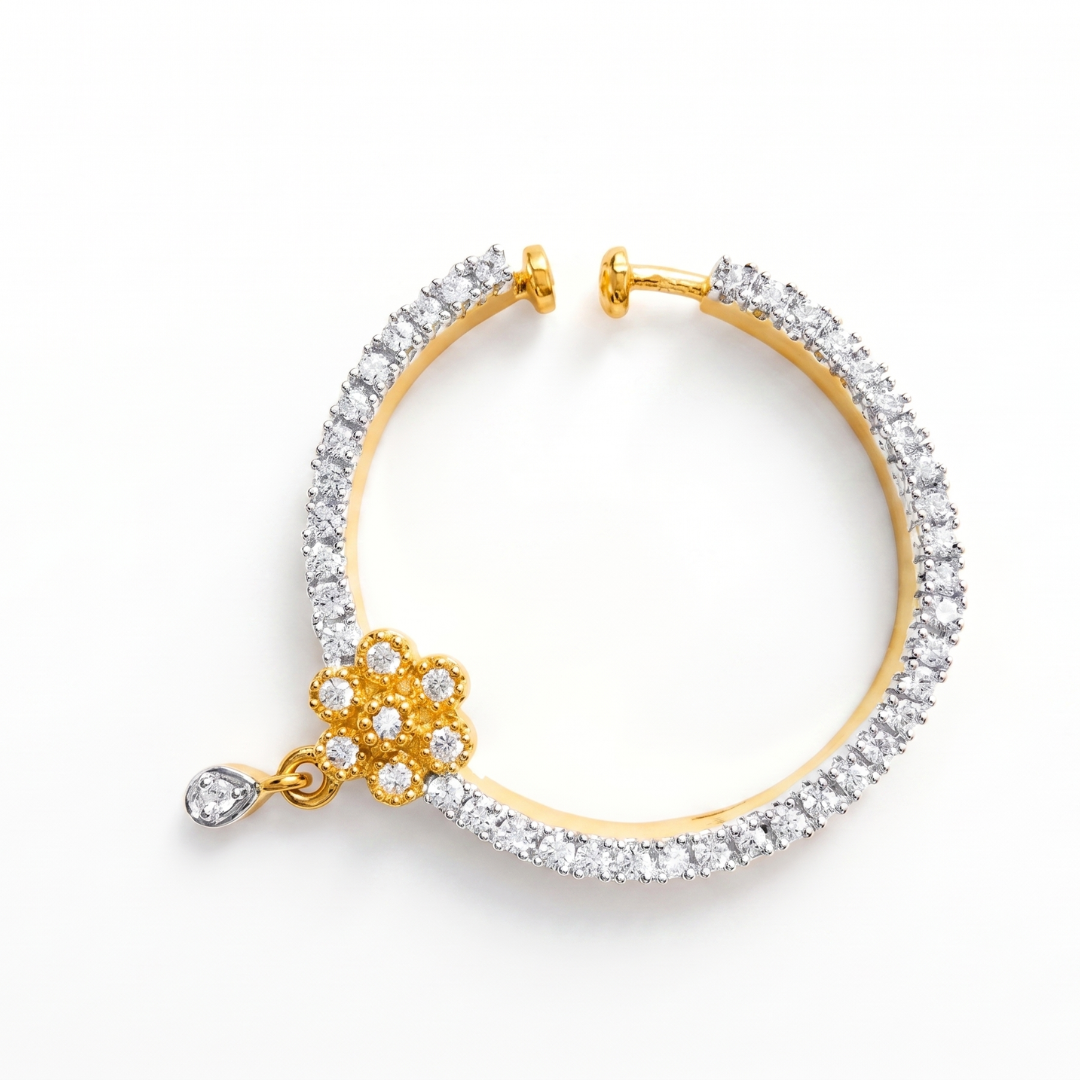 Diamond Hoop Nath with Pear Drop