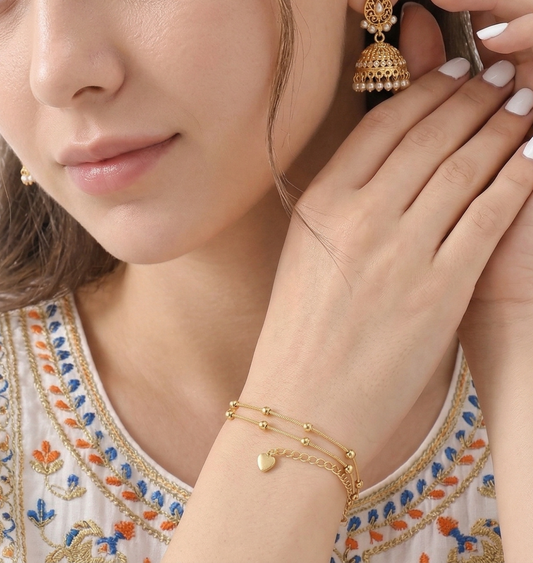 Double-Layer Gold Beaded Bracelet