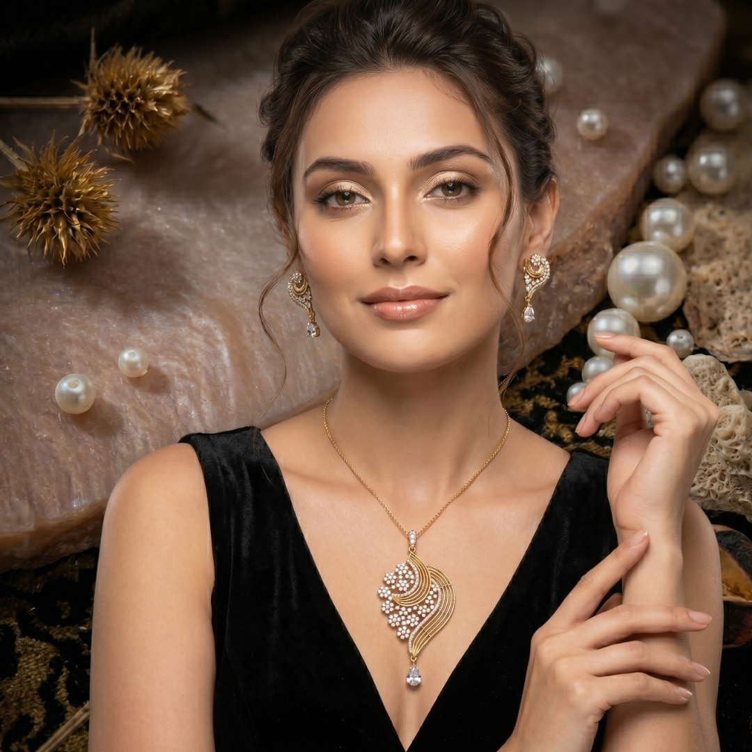 Elara Lattice Pendant Set
