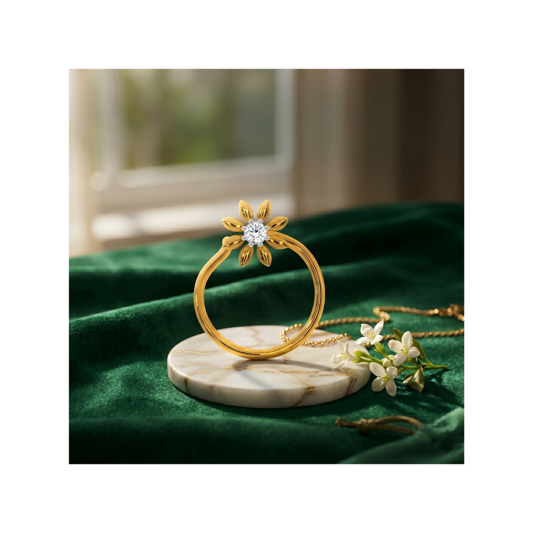 Floral Diamond Gold Nath