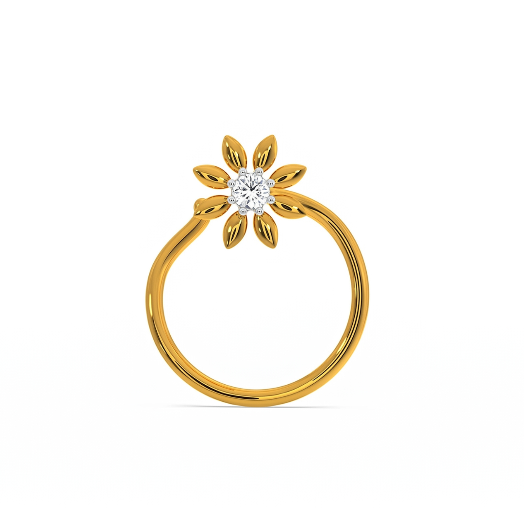 Floral Diamond Gold Nath