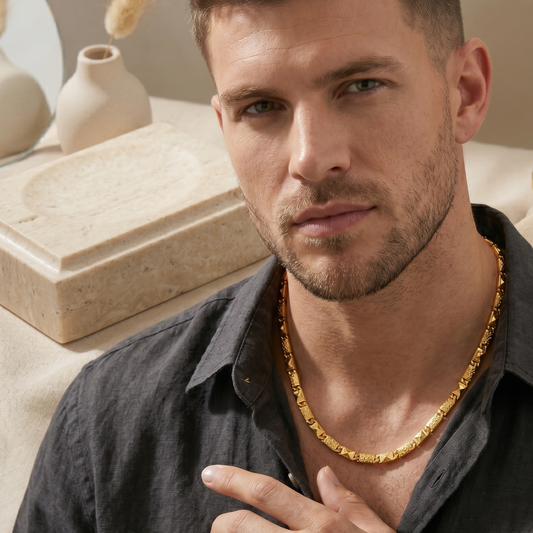 Geometric Gold Link Chain
