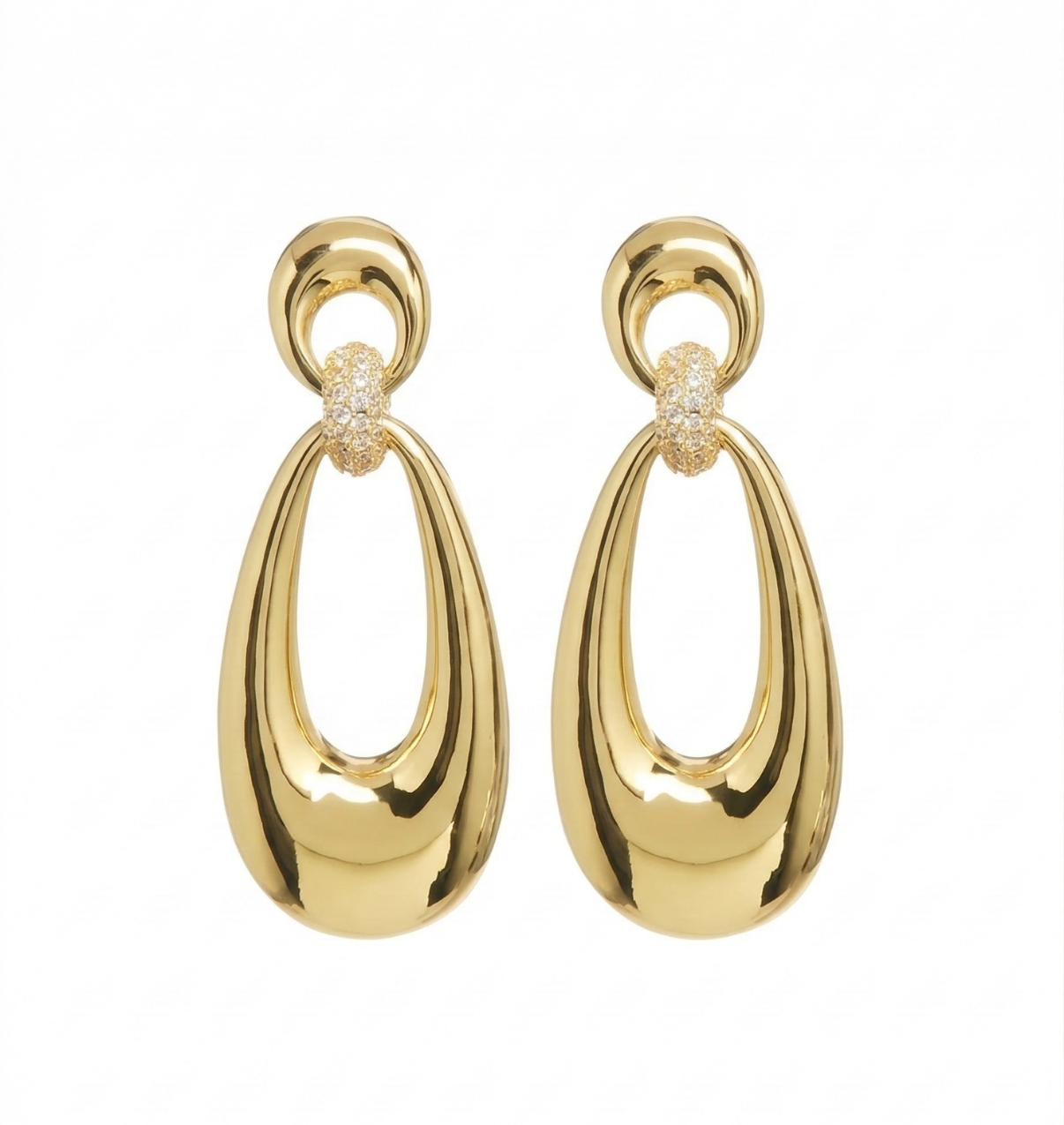 Gilded Ellipse Pavé Drop Earrings