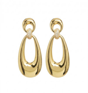 Gilded Ellipse Pavé Drop Earrings