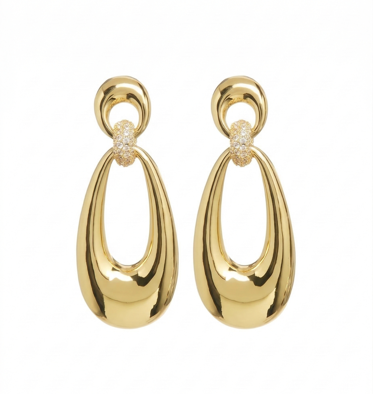 Gilded Ellipse Pavé Drop Earrings