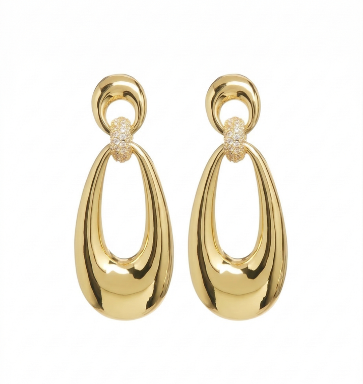Gilded Ellipse Pavé Drop Earrings