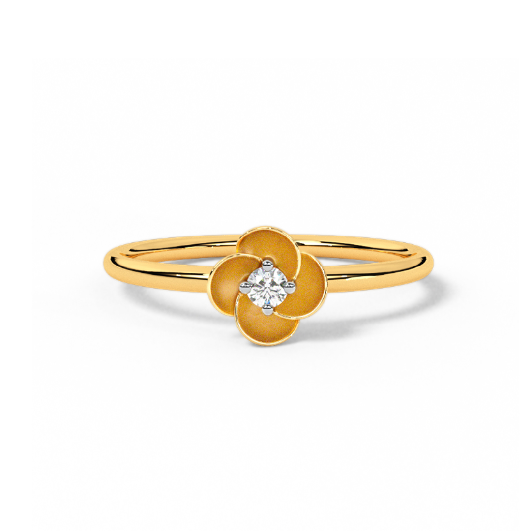 Floral Bloom Yellow Enamel Diamond Ring