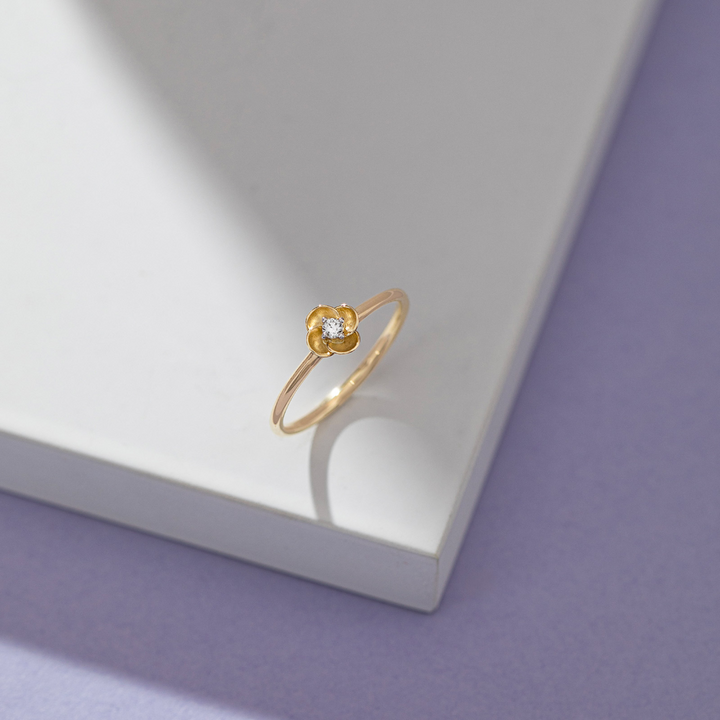 Floral Bloom Yellow Enamel Diamond Ring