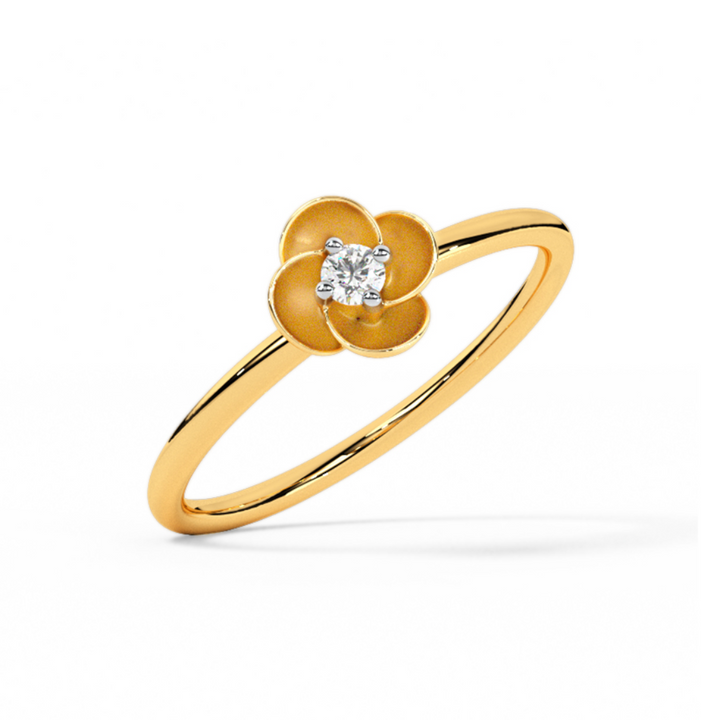 Floral Bloom Yellow Enamel Diamond Ring