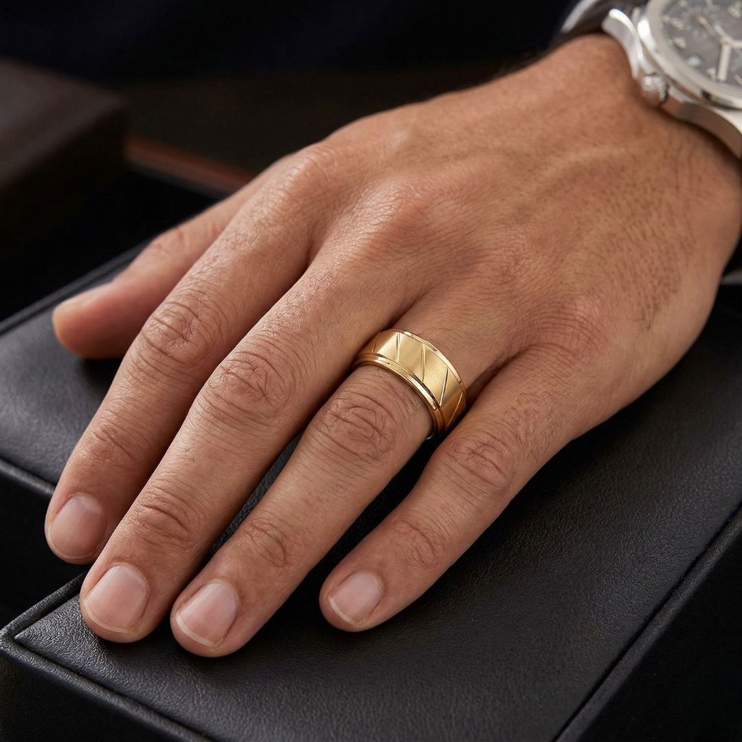 Gold Tungsten Carbide Ring