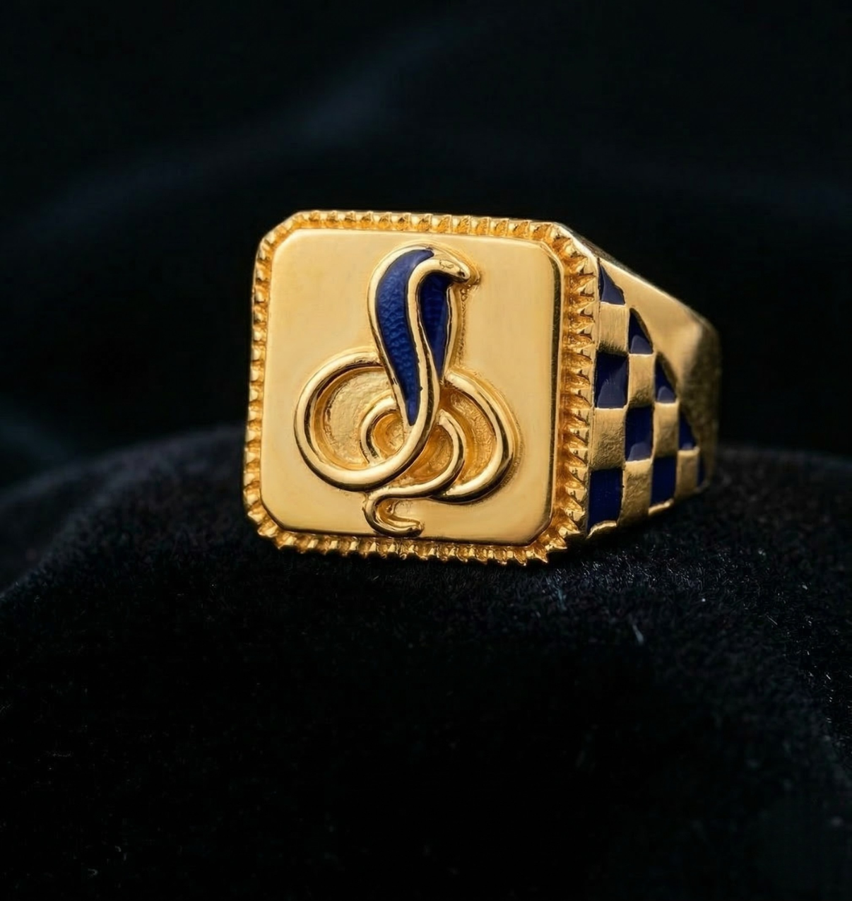 Gold Cobra Signet Ring